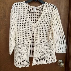 Women's Cream Crochet Sweater